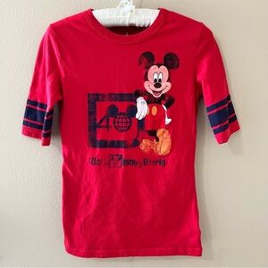 Disney Parks WDW 40th Anniversary Shirt S Small Fits XS Mickey Mouse Red Tee Top